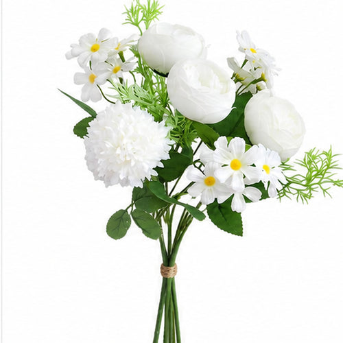 EVERIVELLE 12.2-Inch Seven-Head Artificial Tea Rose Mixed Bouquet