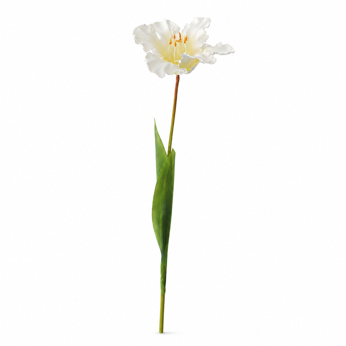 White 27.2-Inch Six-Head Flocked Artificial Ranunculus Stem on a pure white background