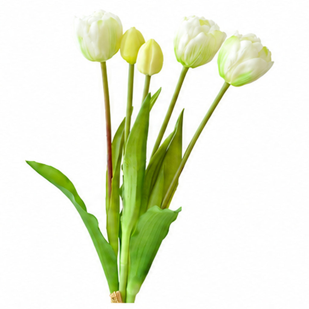 EVERIVELLE 15.7-Inch Five-Head Multi-Layer Soft-Touch Tulip Bouquet