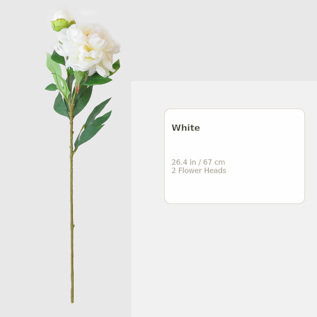 White 34.3-Inch Three-Head EVA Artificial Lily Stem on a pure white background