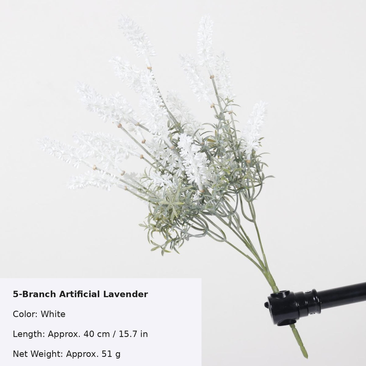 EVERIVELLE 15.7-Inch Five-Branch Dusty Artificial Lavender Bush