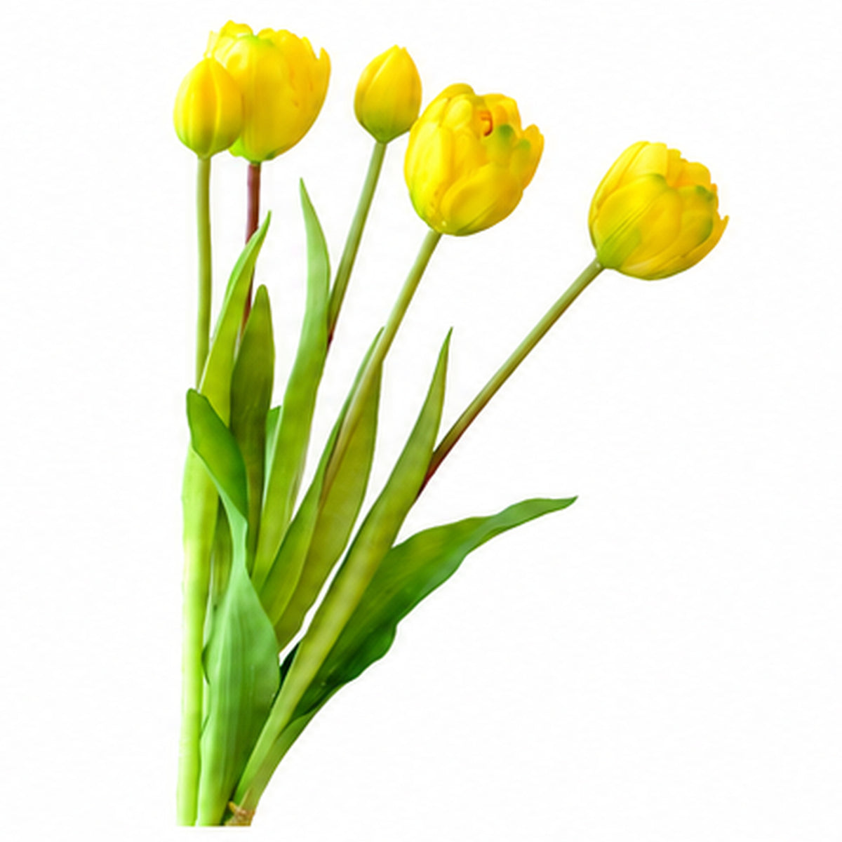 EVERIVELLE 15.7-Inch Five-Head Multi-Layer Soft-Touch Tulip Bouquet